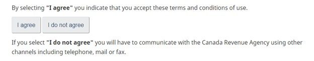 Agree to terms and conditions on CRA website